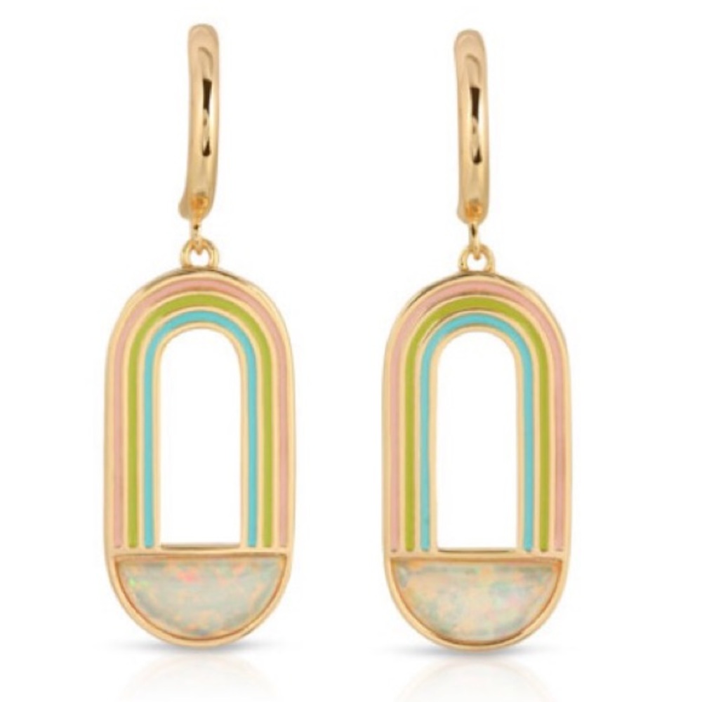 Elizabeth Stone Rainbow Huggie Hoop Earrings